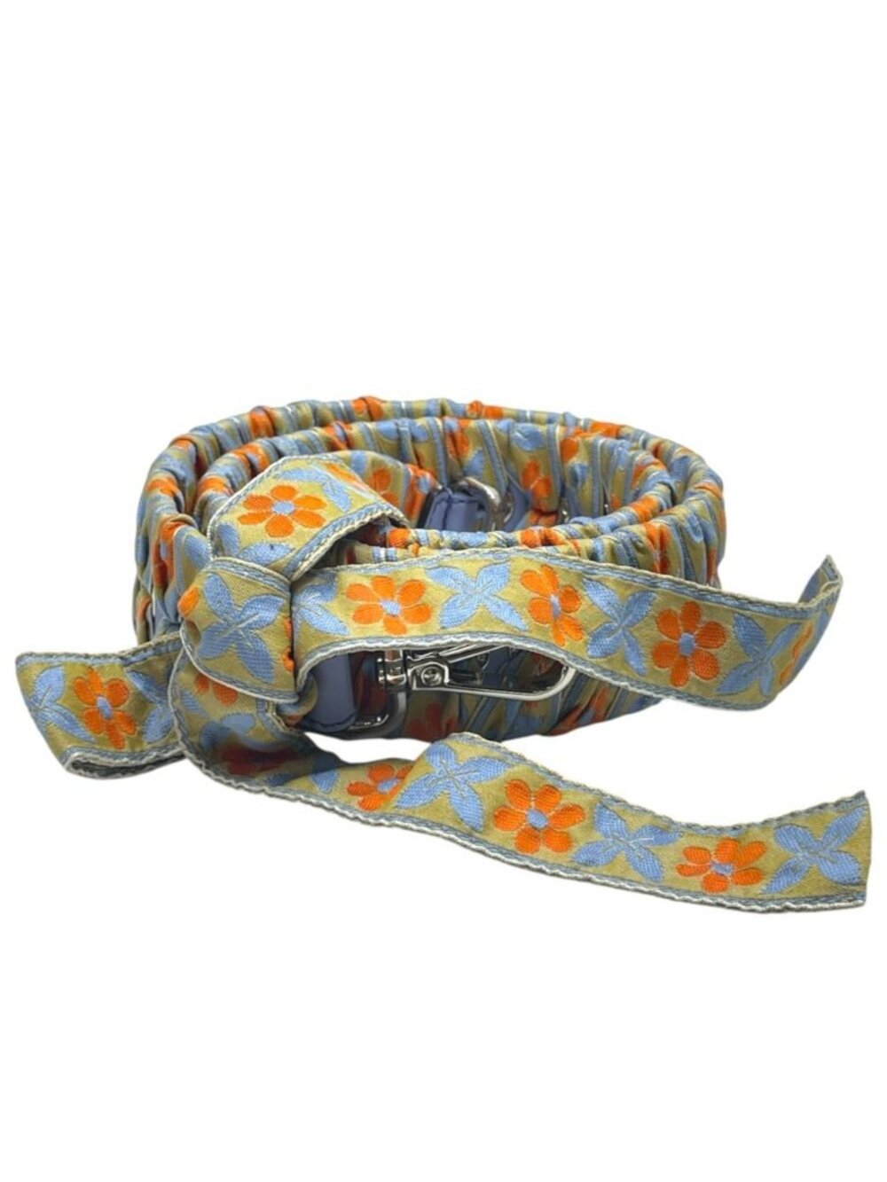 Fendi Strap You Shoulder Flower Pattern Canvas Metal Blue Orange Lightweight